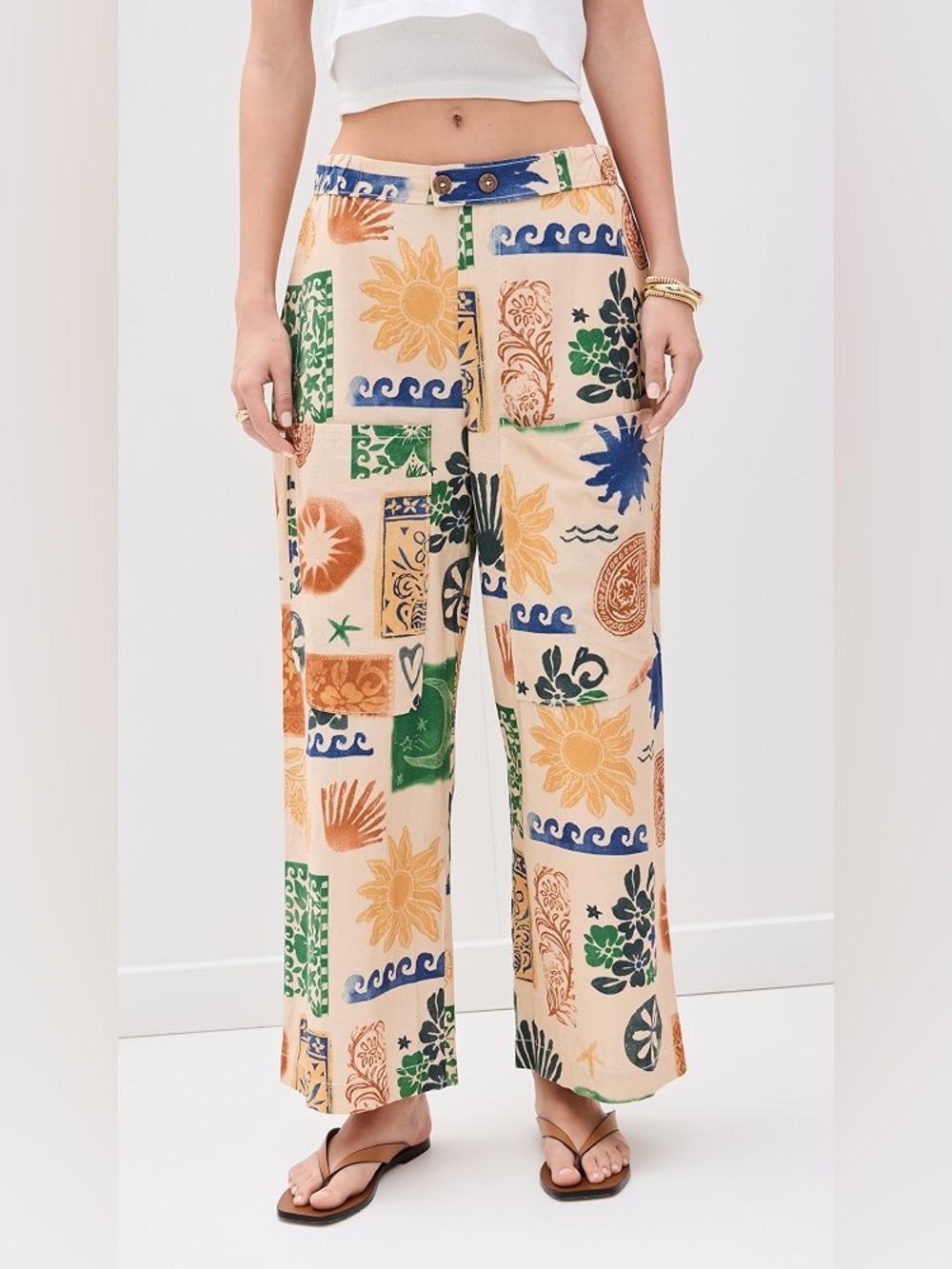 Free People seaside printed pull on pants size XS